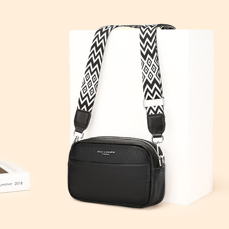 Short & catchy version: Top Layer Cowhide Small Square Shoulder Bag