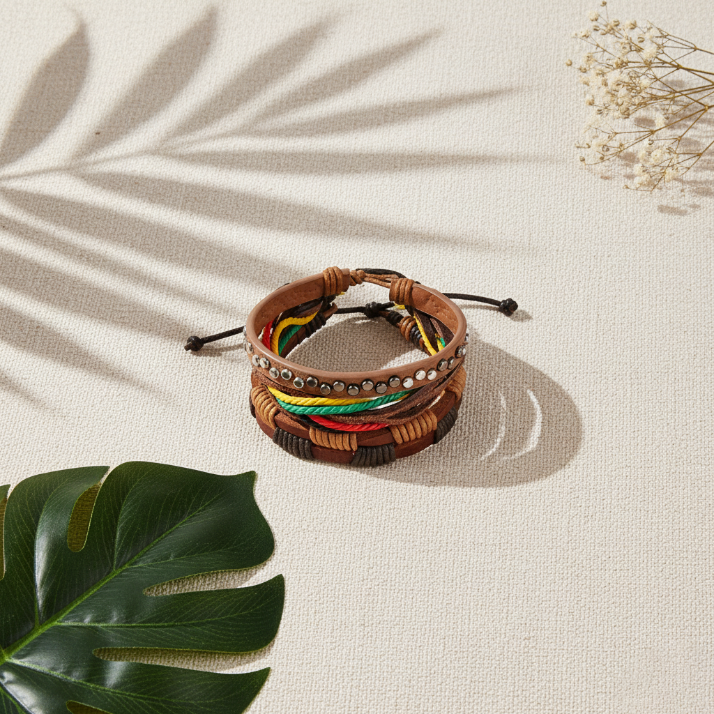 Leather Bracelet Men Multilayer Bead Bracelet Punk Wrap Bracelets for Women Vintage punk Men Jewelry