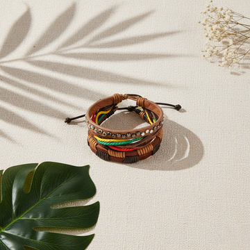 Leather Bracelet Men Multilayer Bead Bracelet Punk Wrap Bracelets for Women Vintage punk Men Jewelry