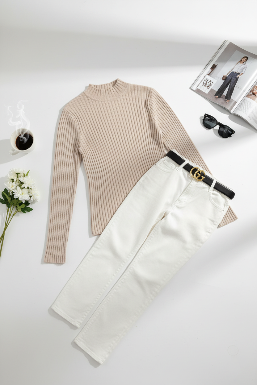 Women's Ribbed Mock Neck Long Sleeve Knit Bodysuit